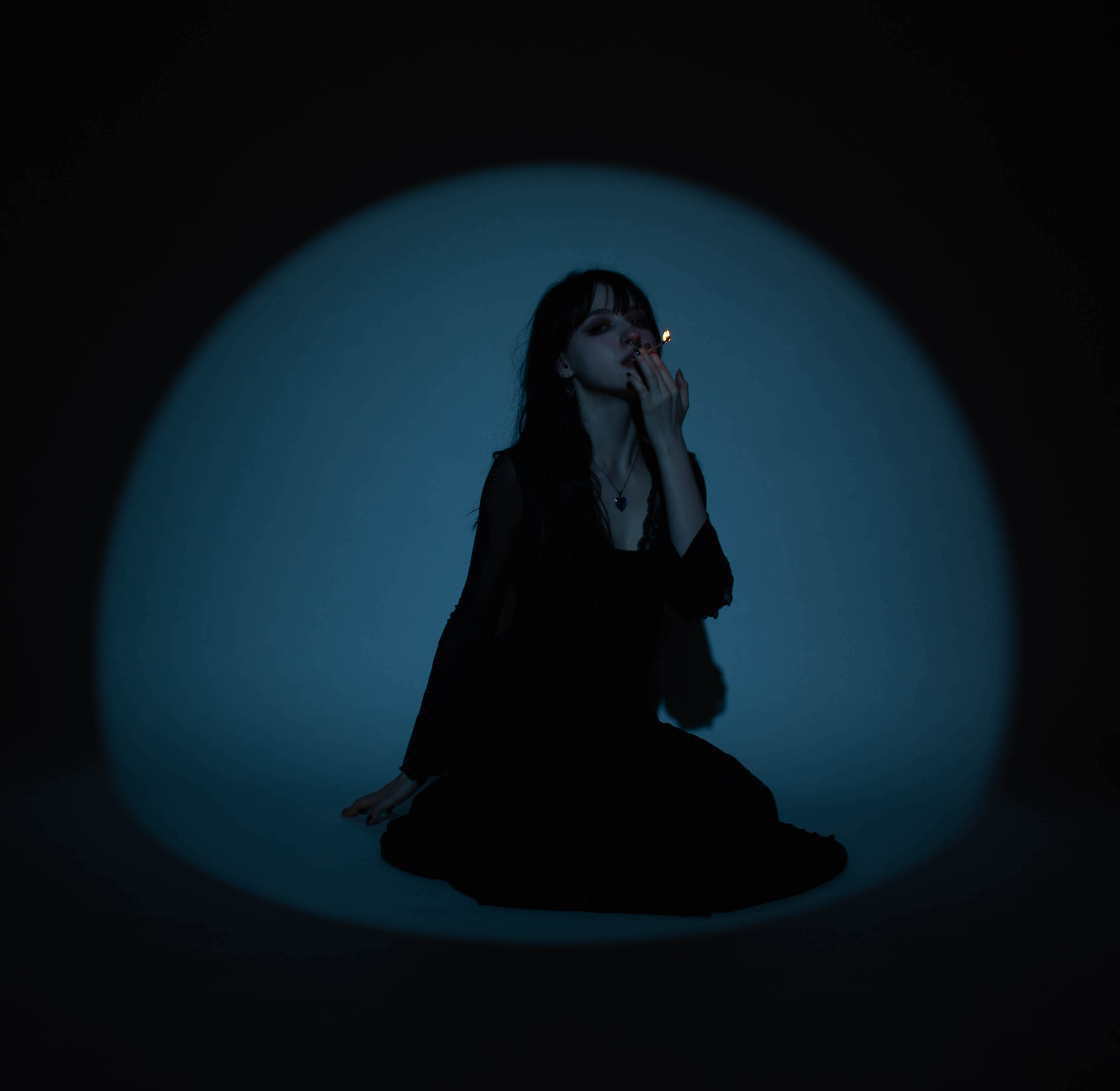 Black and white person running by the sea